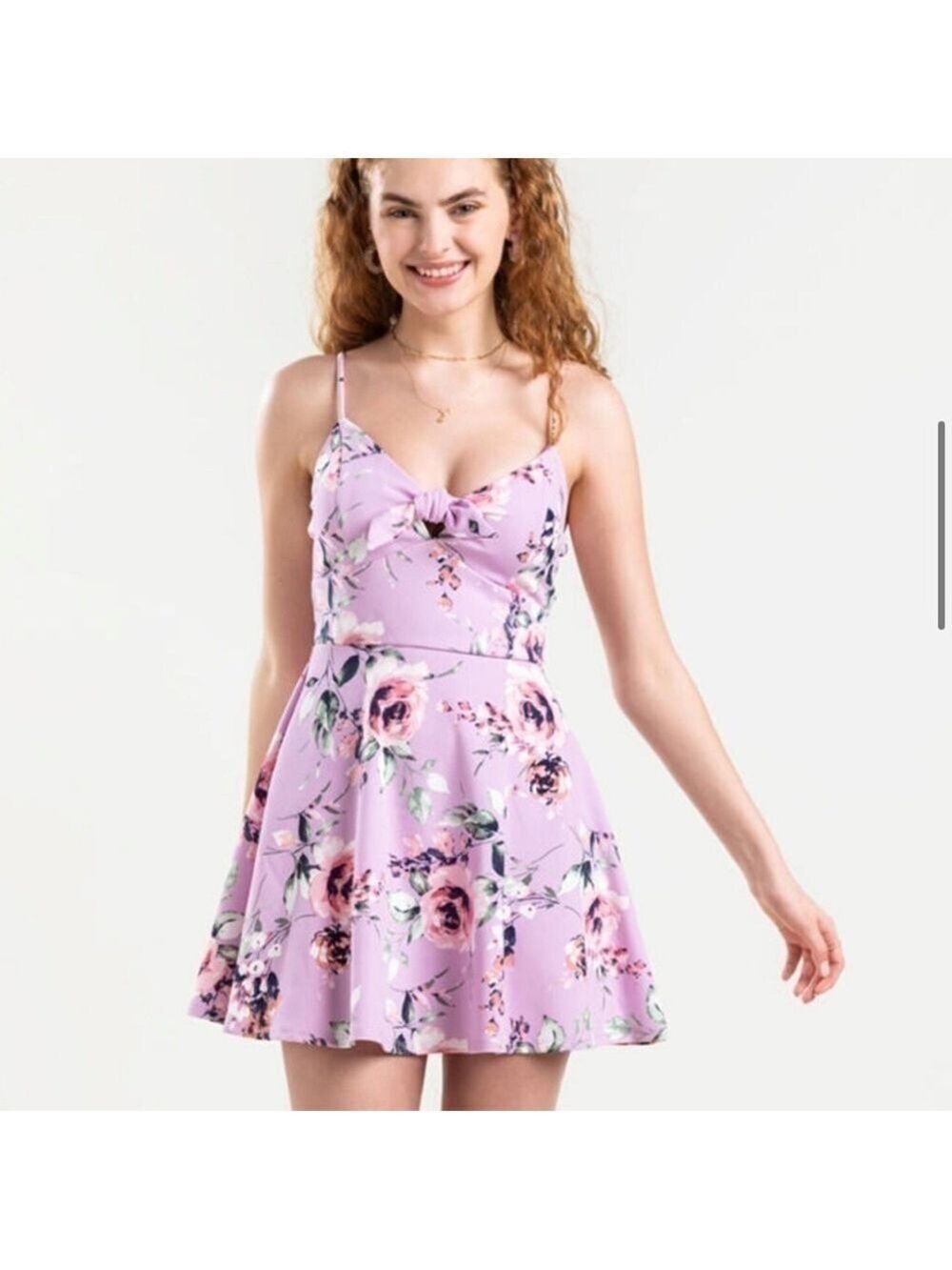 Francesca’s- Trixxi Clara Floral Front Knot Mini Dress